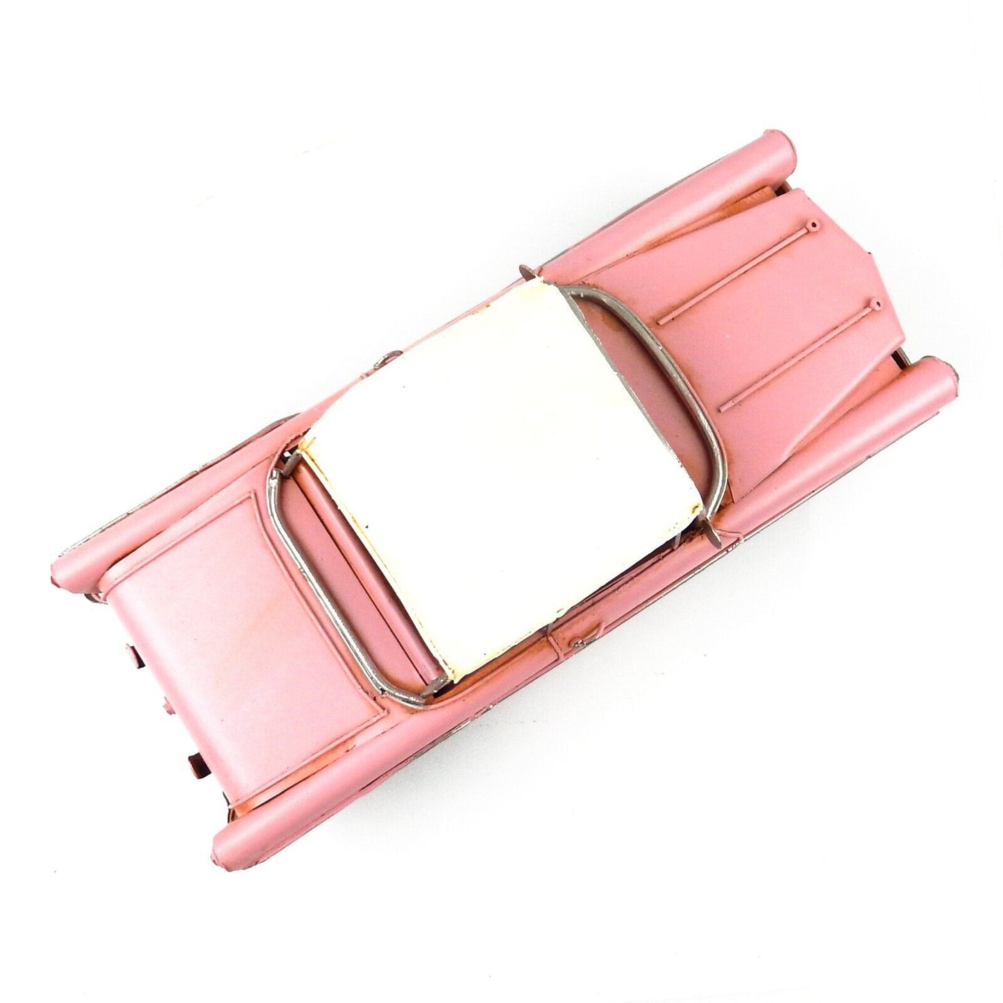 Tin Metal Pink Classic Car Figurine Garage Office Dealer Shelf Sitter 11 inch