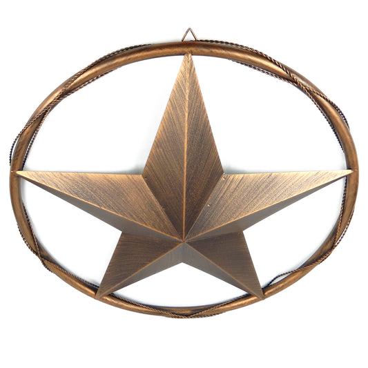 23" Large Barn Star Western Wall Decor Rustic Brushed Copper Finish 3D Texture