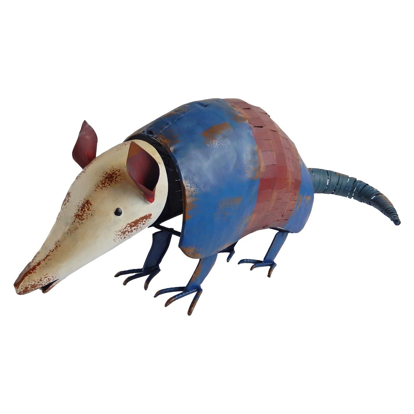 Large Metal Rustic Texas Flag Armadillo Garden Yard Porch Figurine Statue 23 in