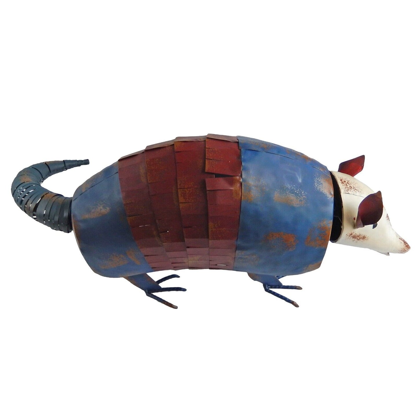 Large Metal Rustic Texas Flag Armadillo Garden Yard Porch Figurine Statue 23 in