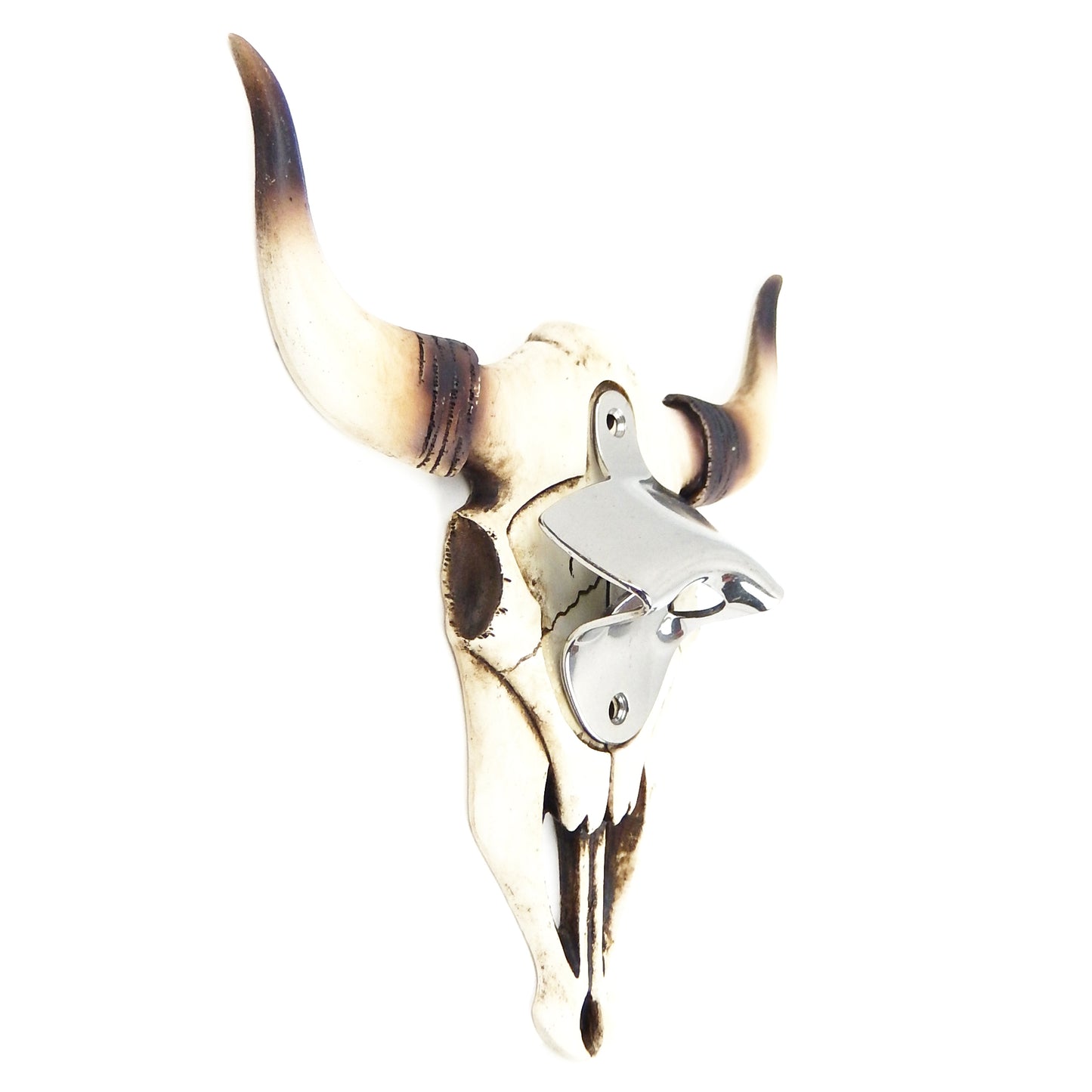 Western Longhorn Steer Skull Beer Soda Bottle Opener Wall Mounted With Screws
