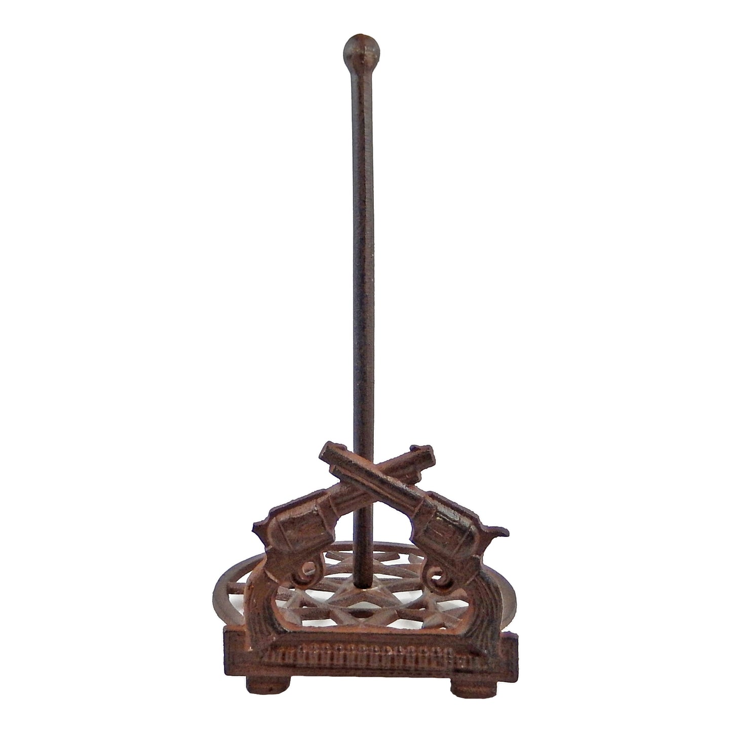 Western Crossed Pistols Stars Paper Towel Holder Cast Iron Rustic Brown Finish