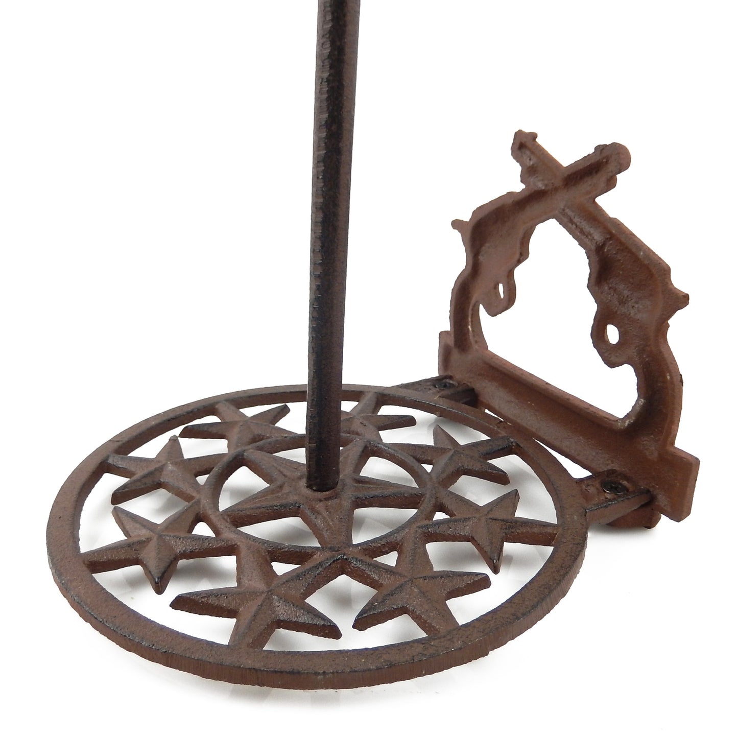 Western Crossed Pistols Stars Paper Towel Holder Cast Iron Rustic Brown Finish