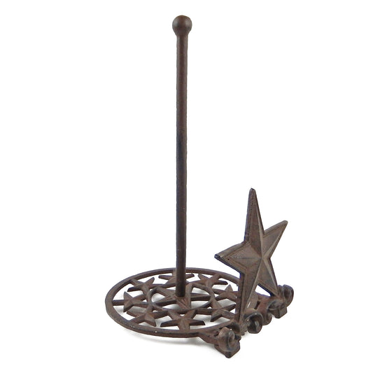 Cast Iron Star Paper Towel Holder Dispenser Tabletop Counter Top Rustic Western