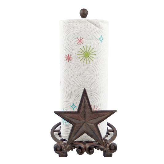 Cast Iron Star Paper Towel Holder Dispenser Tabletop Counter Top Rustic Western
