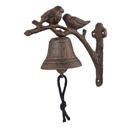 Birds On Tree Dinner Bell Cast Iron Wall Mounted Antique Style Rustic Finish