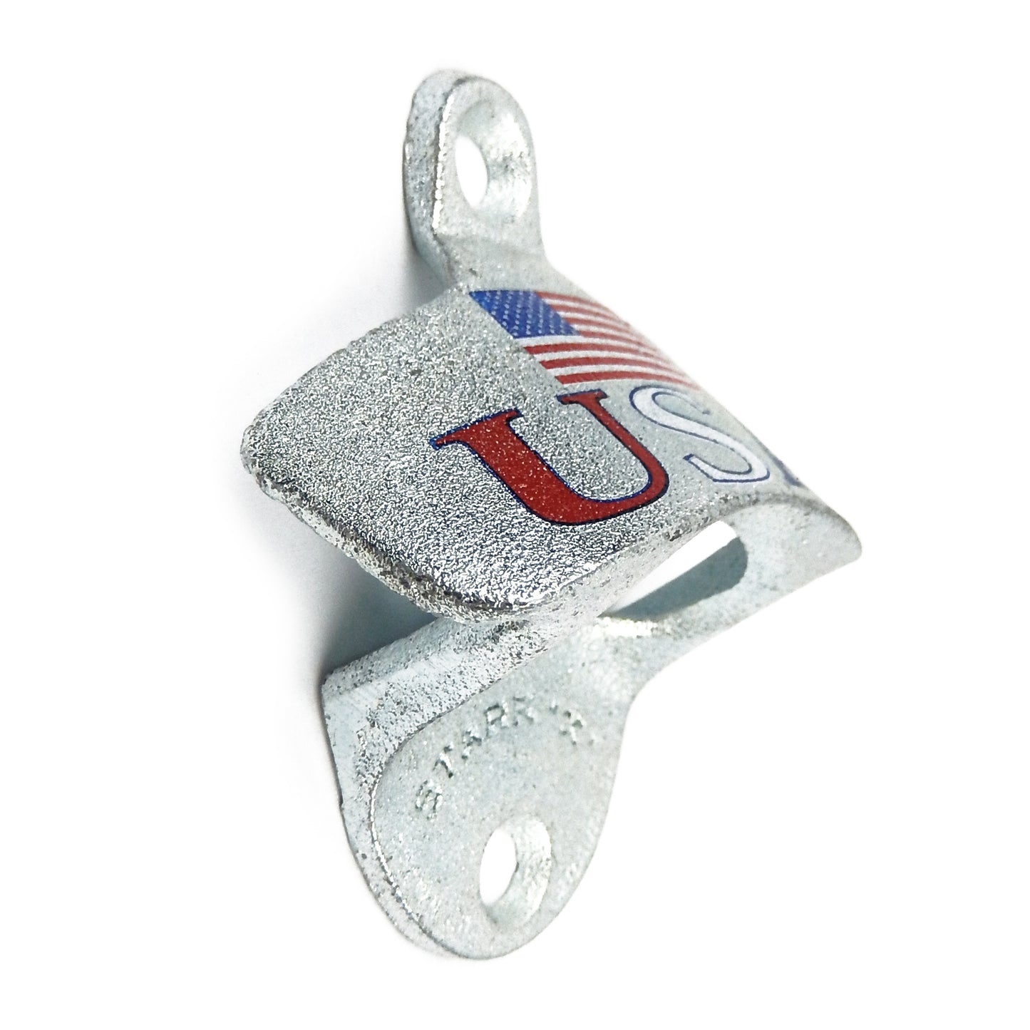 Starr Patriotic USA Flag Beer Bottle Opener Wall Mounted Zinc Plated Cast Iron