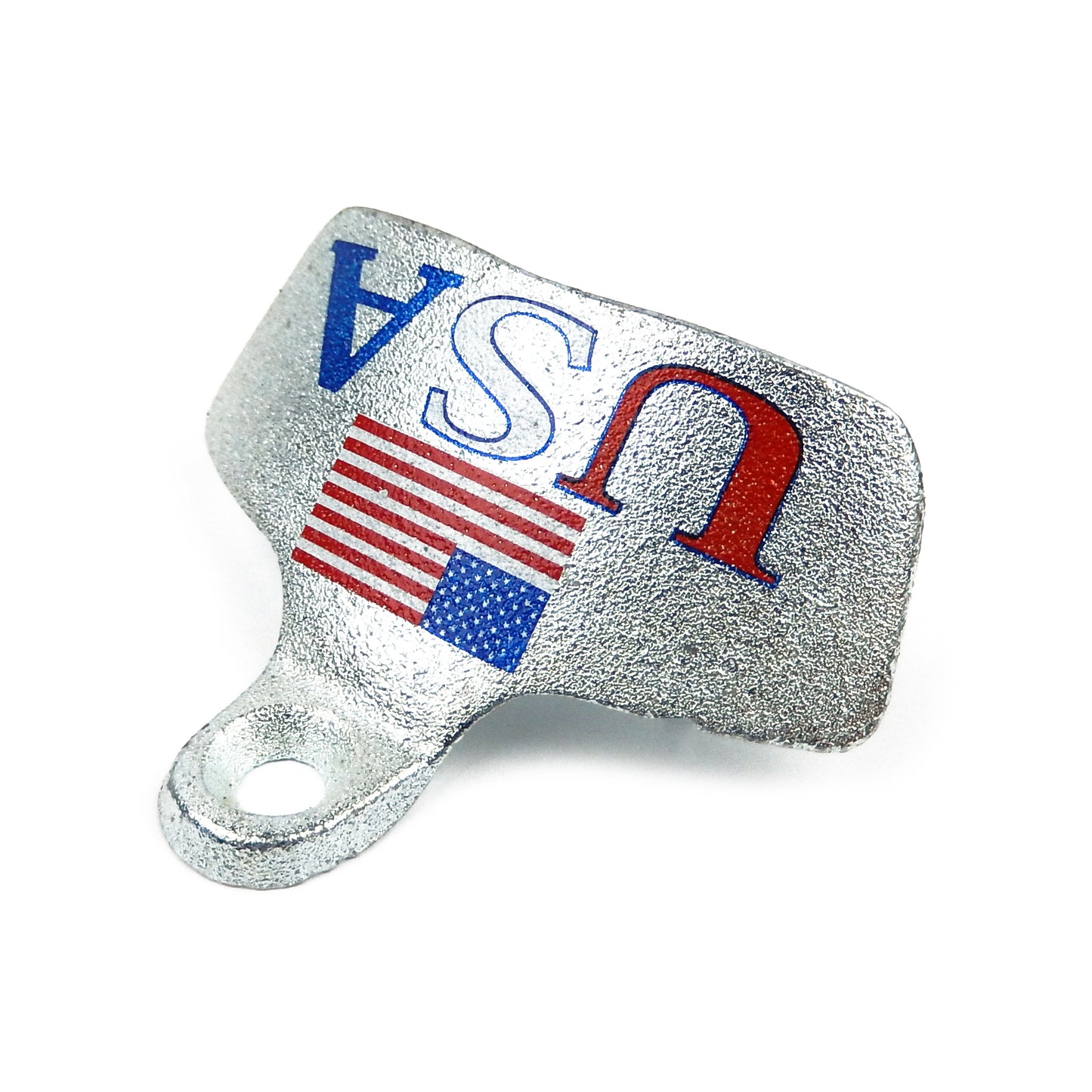 Starr Patriotic USA Flag Beer Bottle Opener Wall Mounted Zinc Plated Cast Iron