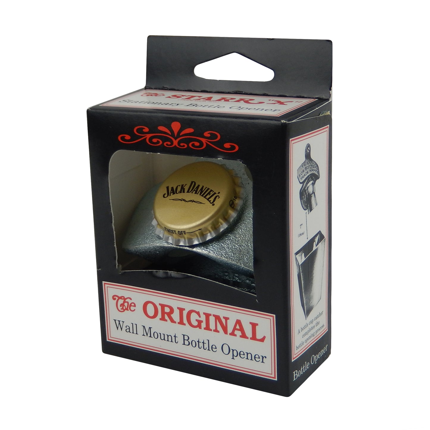 Starr X Jack Daniel's Cap Cast Iron Beer Bottle Opener Wall Mount Zinc Plated