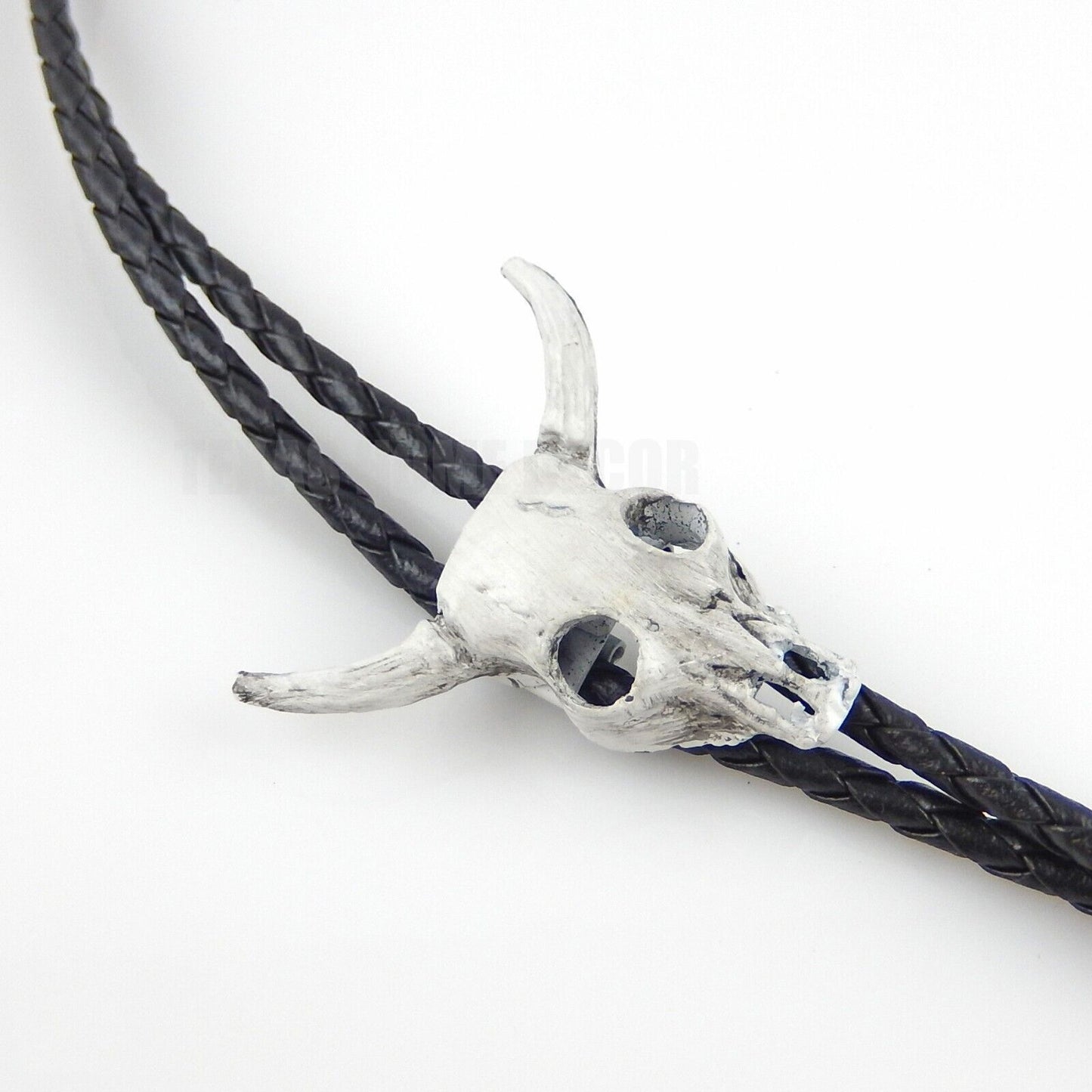 Steer Head Skull Bolo Tie Adjustable 36" Braided Cord USA Made Western Accessory