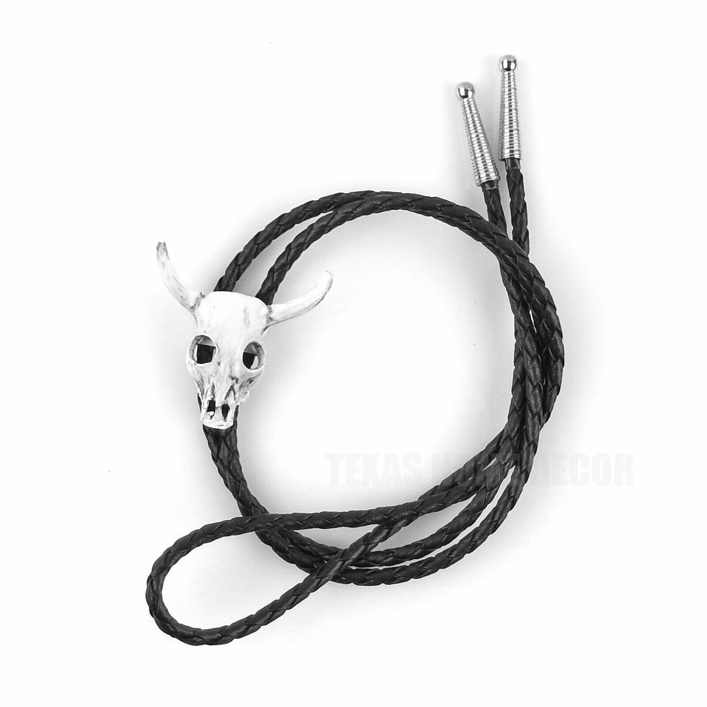 Steer Head Skull Bolo Tie Adjustable 36" Braided Cord USA Made Western Accessory