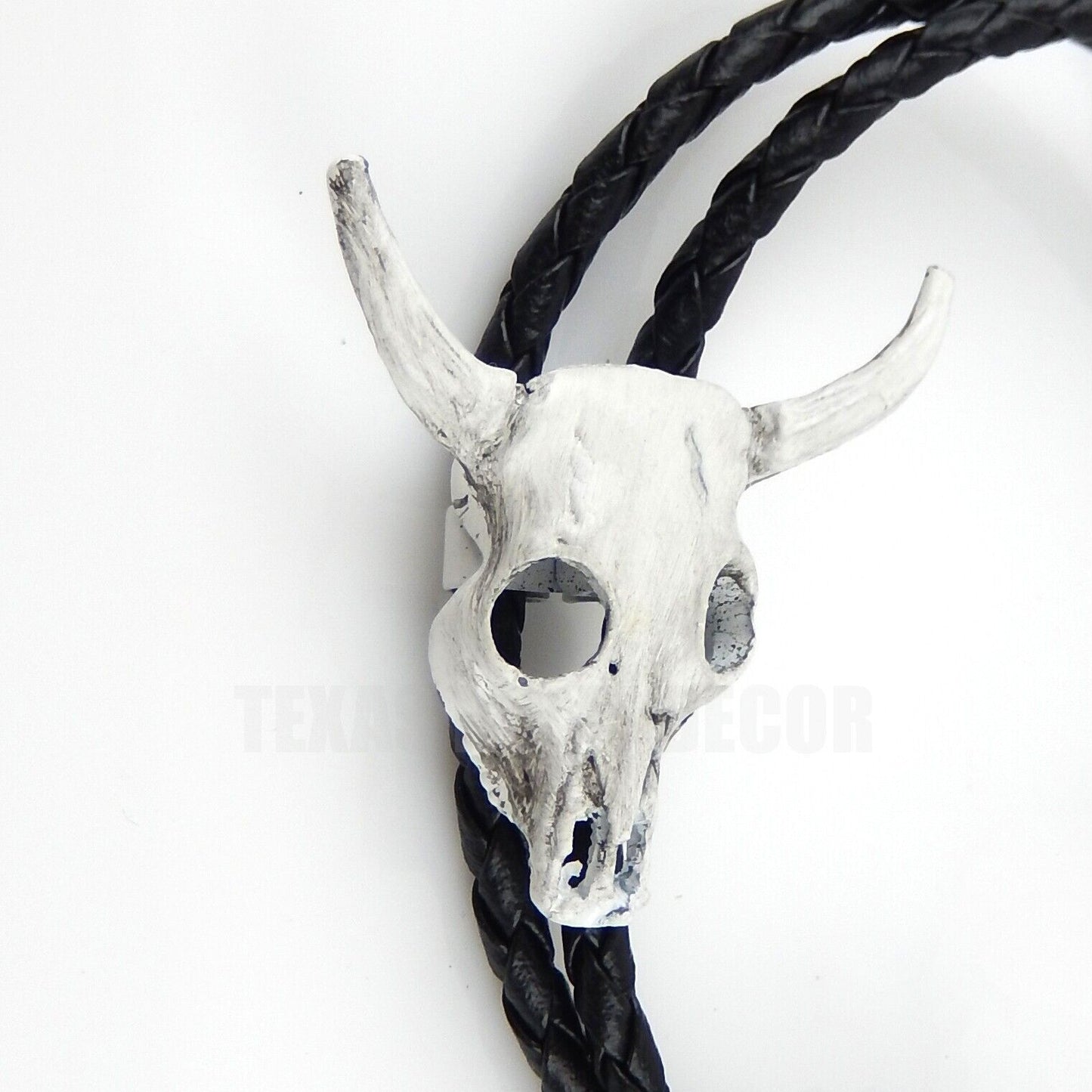 Steer Head Skull Bolo Tie Adjustable 36" Braided Cord USA Made Western Accessory