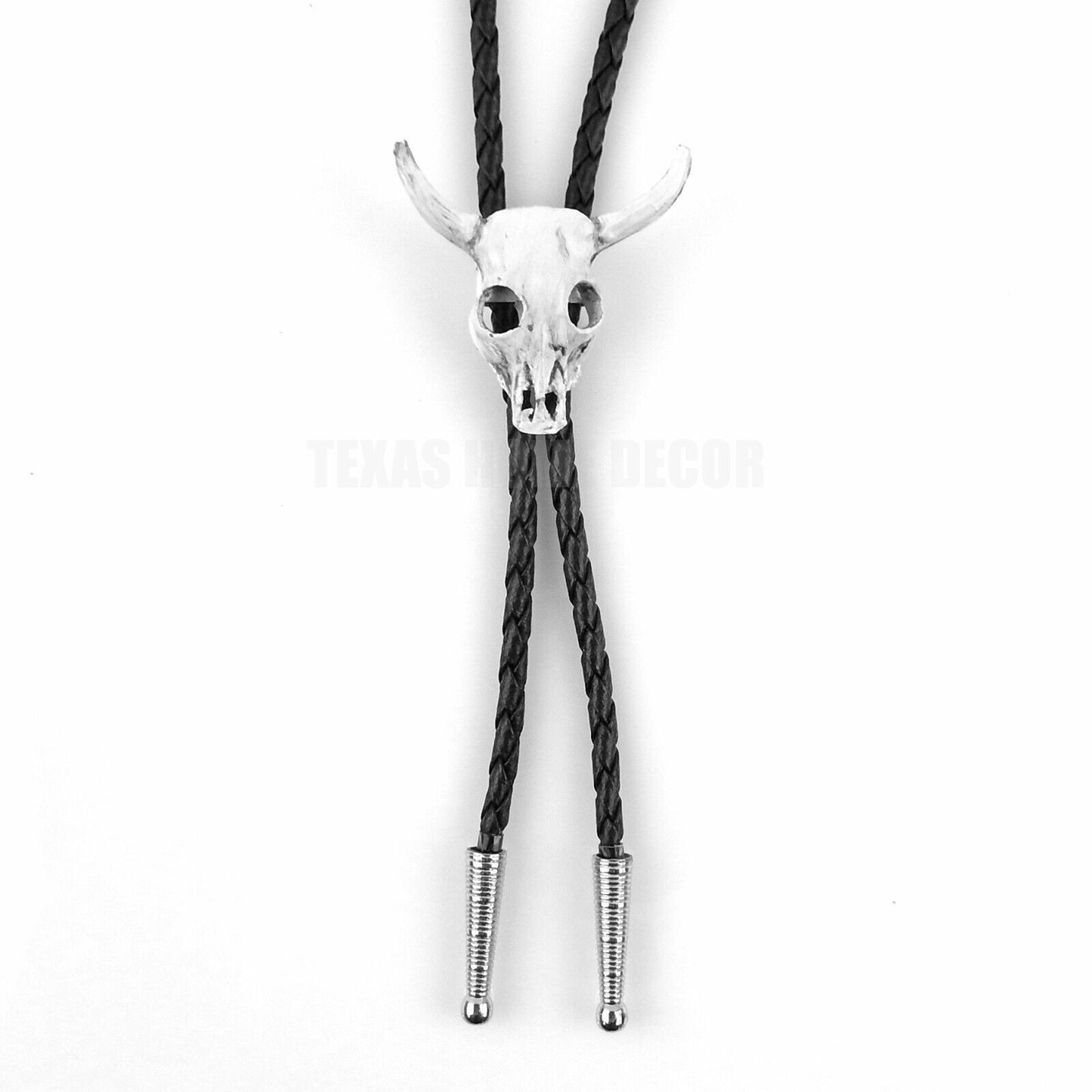 Steer Head Skull Bolo Tie Adjustable 36" Braided Cord USA Made Western Accessory