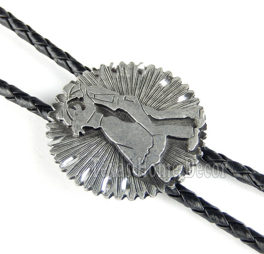 Square Dance Bolo Tie Adjustable 36" Cord USA Made Western Silver Tone