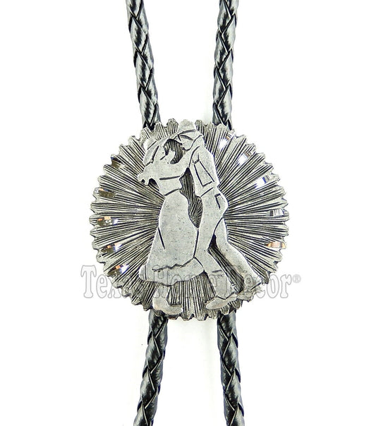 Square Dance Bolo Tie Adjustable 36" Cord USA Made Western Silver Tone