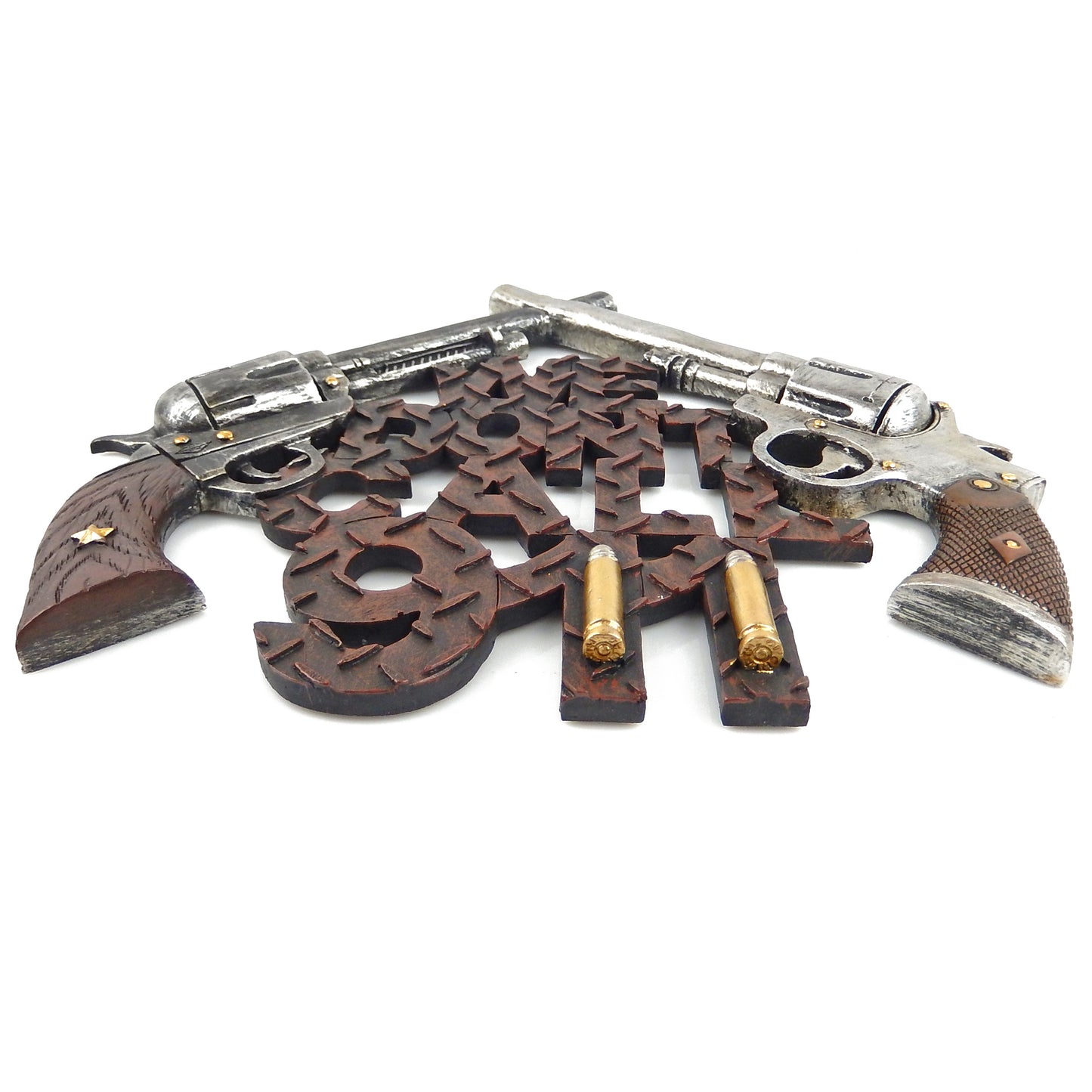 We Don't Call 911 Sign Crossed Guns Pistols Wall Hanging Western Decor