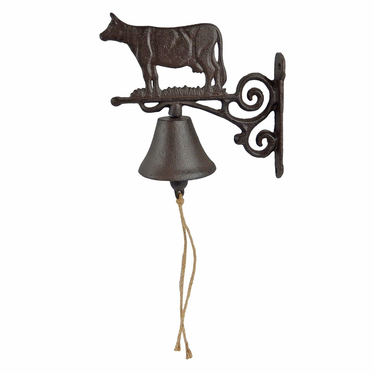 Cast Iron Cow Scrolls Dinner Bell Wall Mounted Farmhouse Ranch Rustic Decor