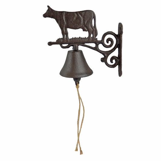 Cast Iron Cow Scrolls Dinner Bell Wall Mounted Farmhouse Ranch Rustic Decor