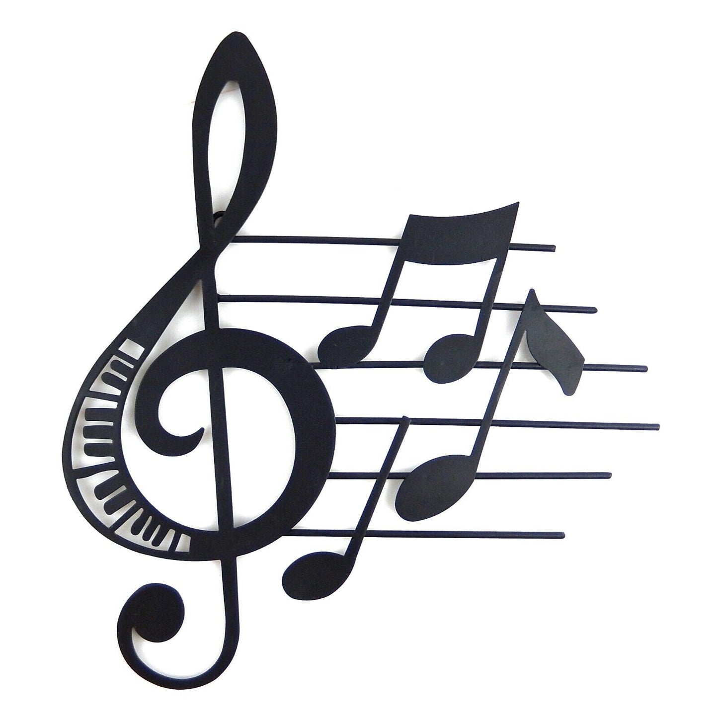 Black Musical Notes Light Metal Wall Decor Music Studio Treble Clef 12 1/4" Tall