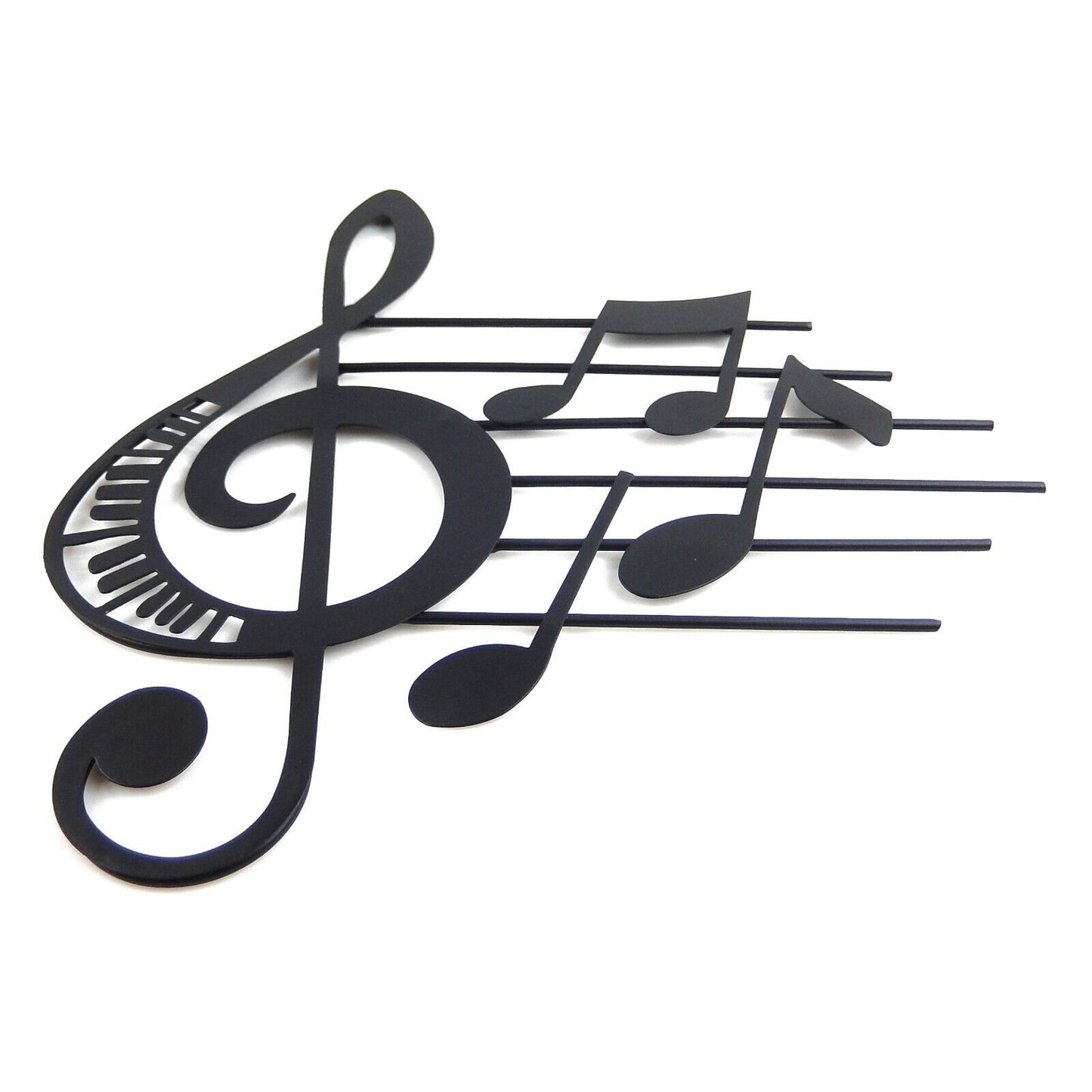 Black Musical Notes Light Metal Wall Decor Music Studio Treble Clef 12 1/4" Tall