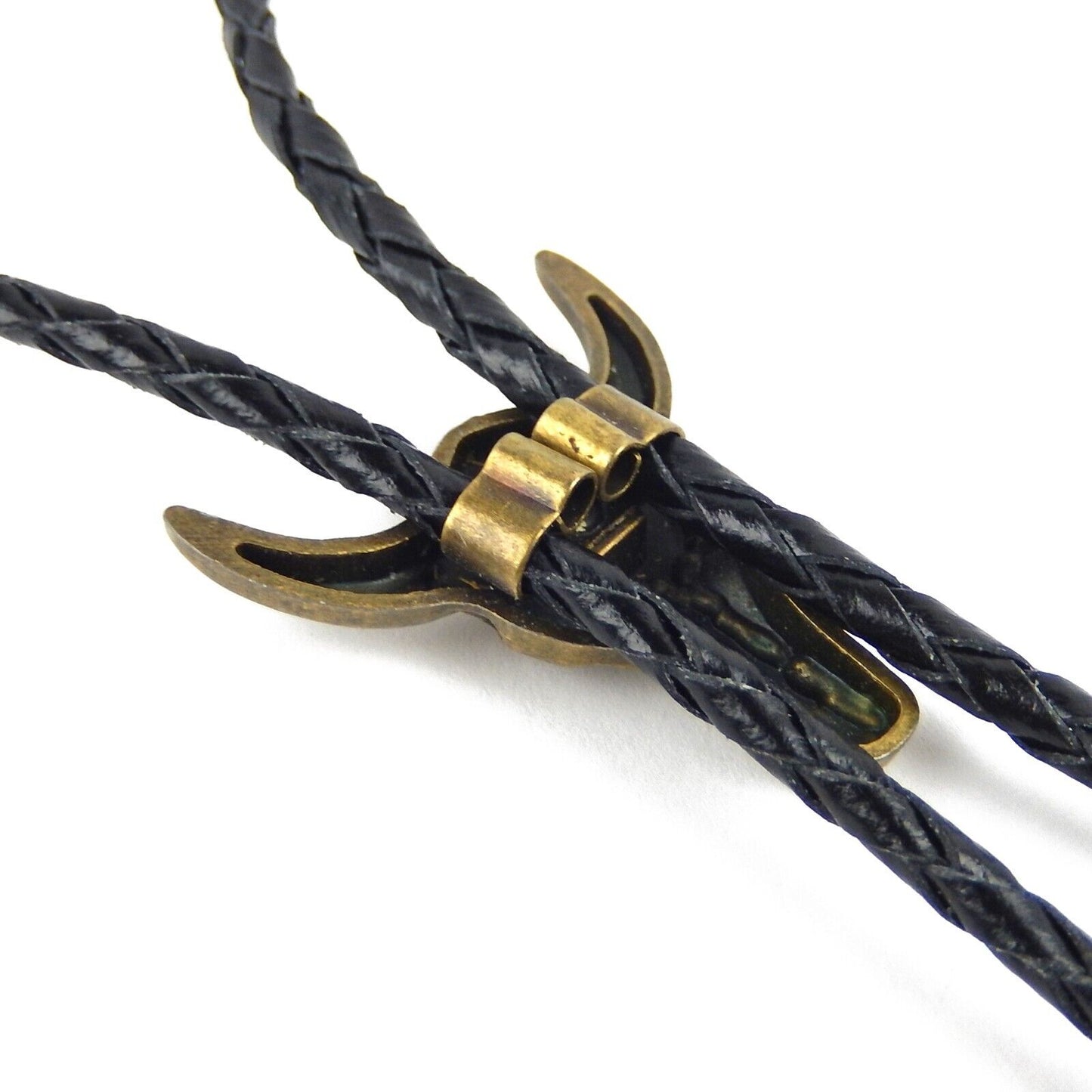 Western Cow Skull Steer Head Bolo Tie Antique Bronze 40 in Genuine Leather Cord