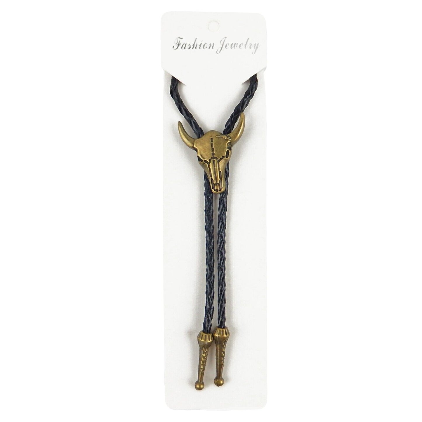 Western Cow Skull Steer Head Bolo Tie Antique Bronze 40 in Genuine Leather Cord