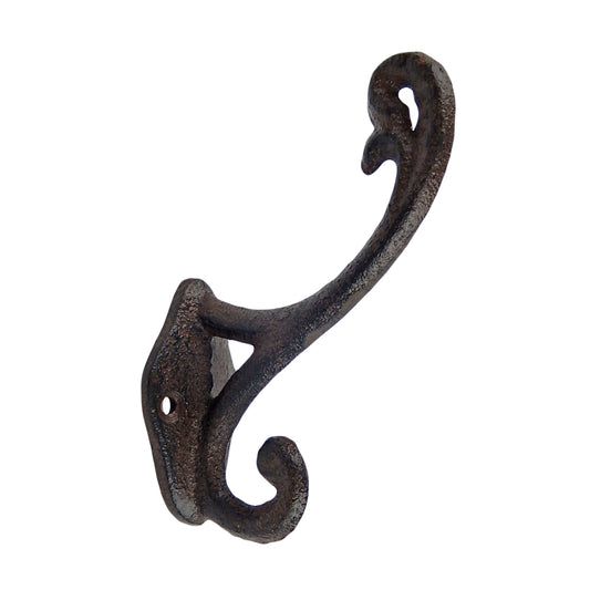 Rustic Double Wall Hook Scroll Cast Iron Hat Towel Coat Key Hanger Antique Style