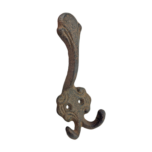 Cast Iron Triple Wall or Door Key Towel Coat Purse Hanger Rustic Antique Style