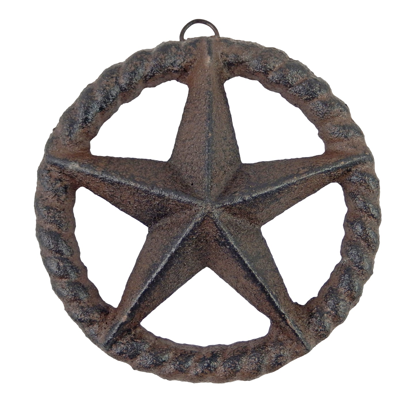Small Cast Iron Rustic Texas Star Rope Ring Western Arts Crafts Antique 4 3/4 in