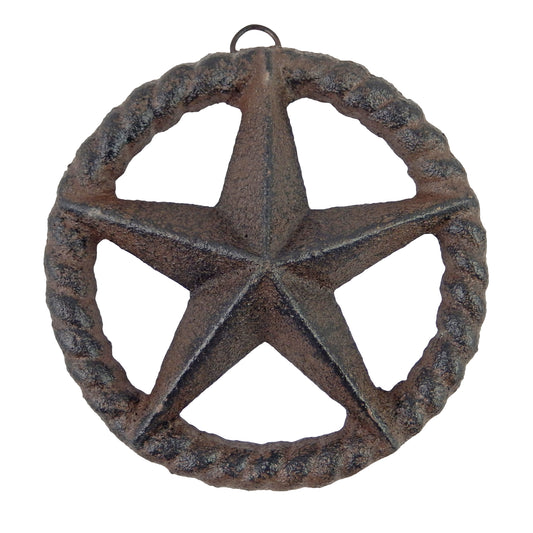Small Cast Iron Rustic Texas Star Rope Ring Western Arts Crafts Antique 4 3/4 in