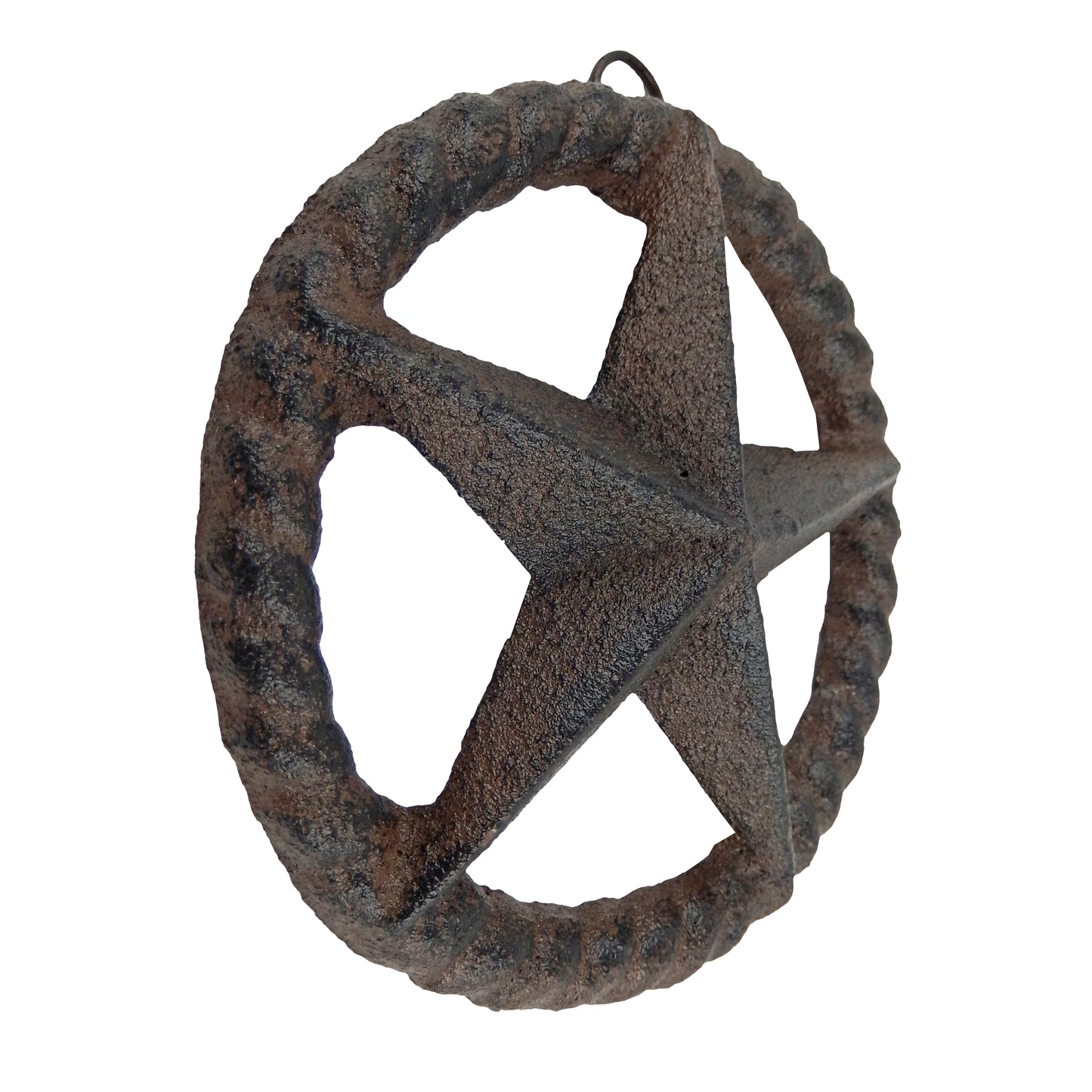 Small Cast Iron Rustic Texas Star Rope Ring Western Arts Crafts Antique 4 3/4 in