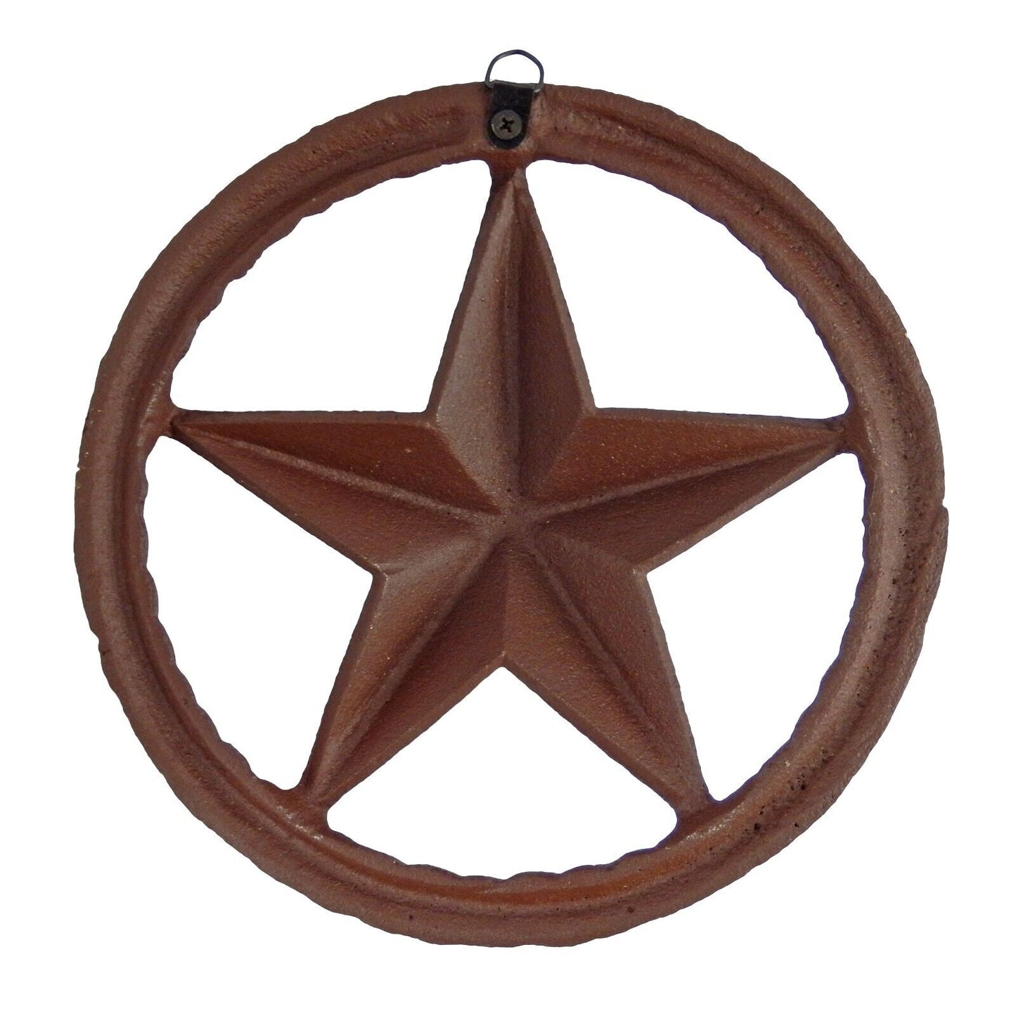 Heavy Cast Iron Rustic Texas Barn Star Rope Ring Western Wall Decor Brown 8 inch