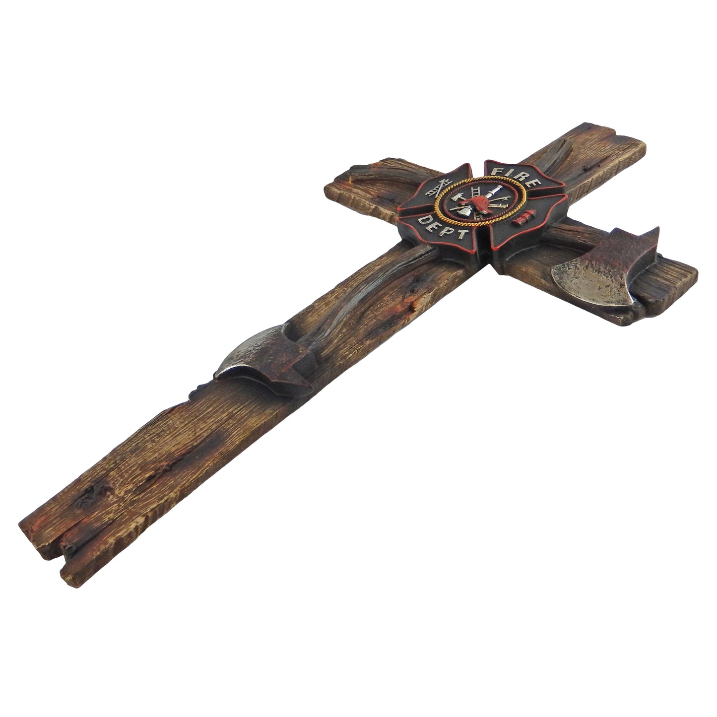 Large Fireman Decorative Wall Hanging Cross Maltese Emblem Axe Faux Wood 20 inch