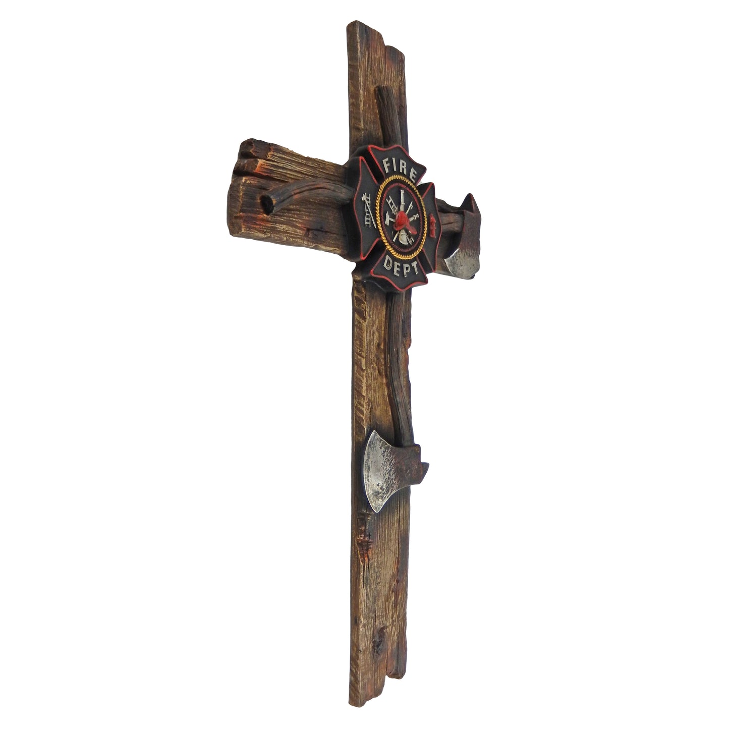 Large Fireman Decorative Wall Hanging Cross Maltese Emblem Axe Faux Wood 20 inch