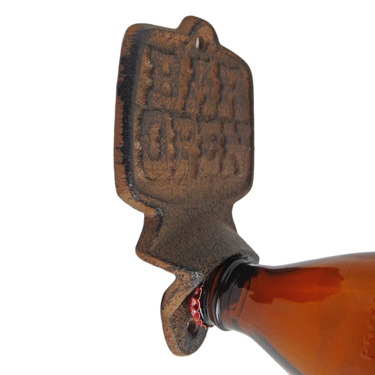 Wild West Cast Iron Bar Open Beer Soda Bottle Opener Wall Mounted Rustic Brown