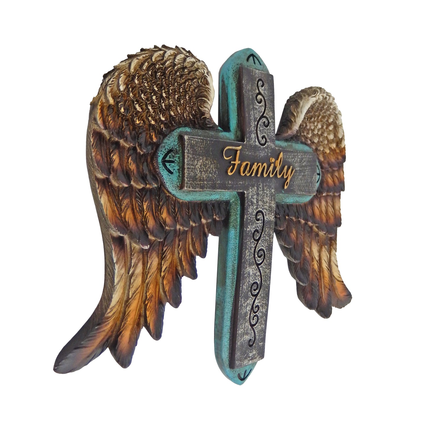 Family Wall Cross With Angel Wings Christian Church Home Decor Hand Painted
