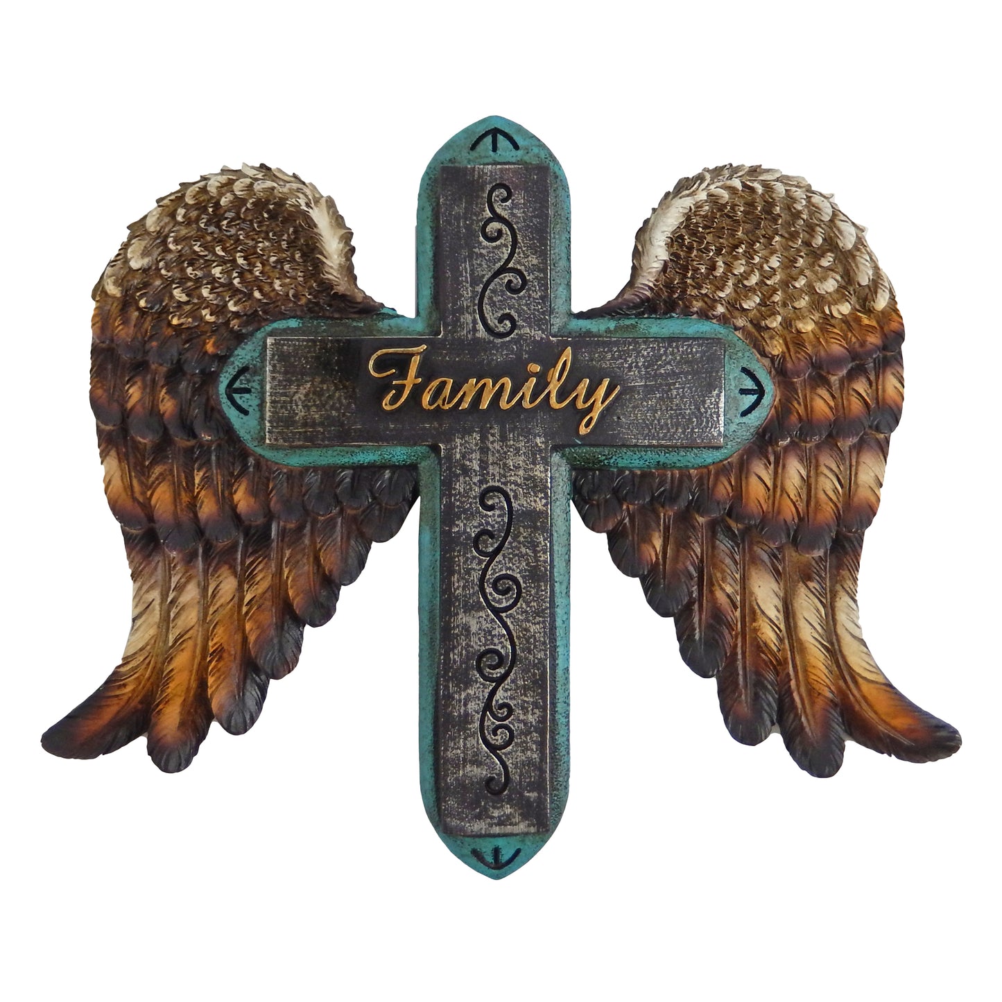 Family Wall Cross With Angel Wings Christian Church Home Decor Hand Painted
