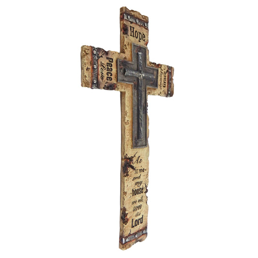 Engraved Stone Look Wall Cross Inspirational Peace Hope Love Lord Grace 15.5 in