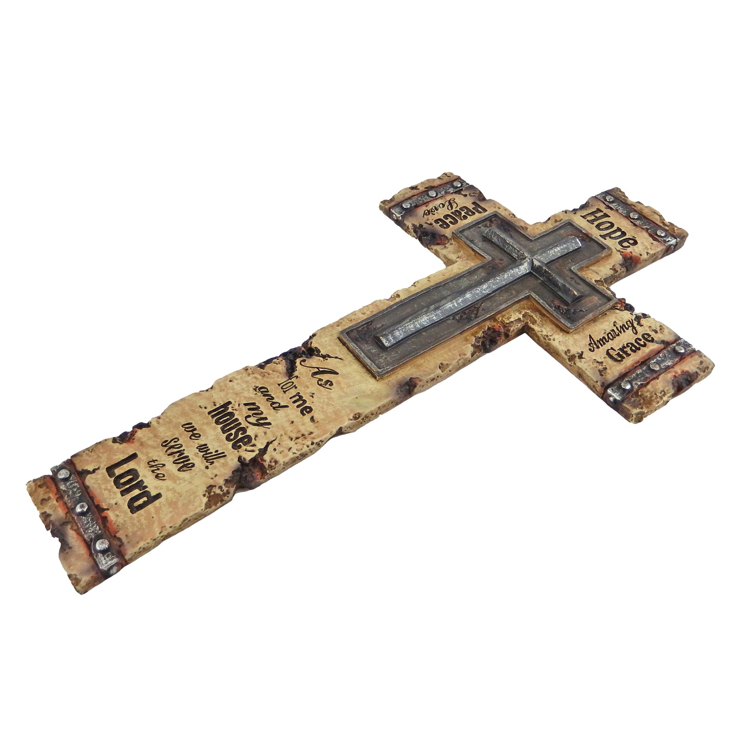 Engraved Stone Look Wall Cross Inspirational Peace Hope Love Lord Grace 15.5 in