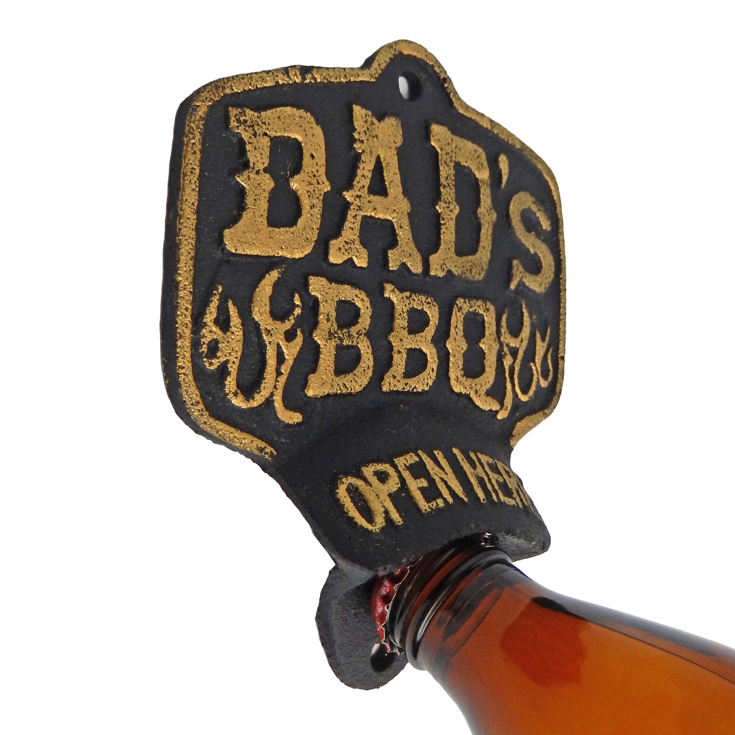 Cast Iron DAD'S BBQ Open Here Beer Soda Bottle Opener Wall Mounted Bar Decor