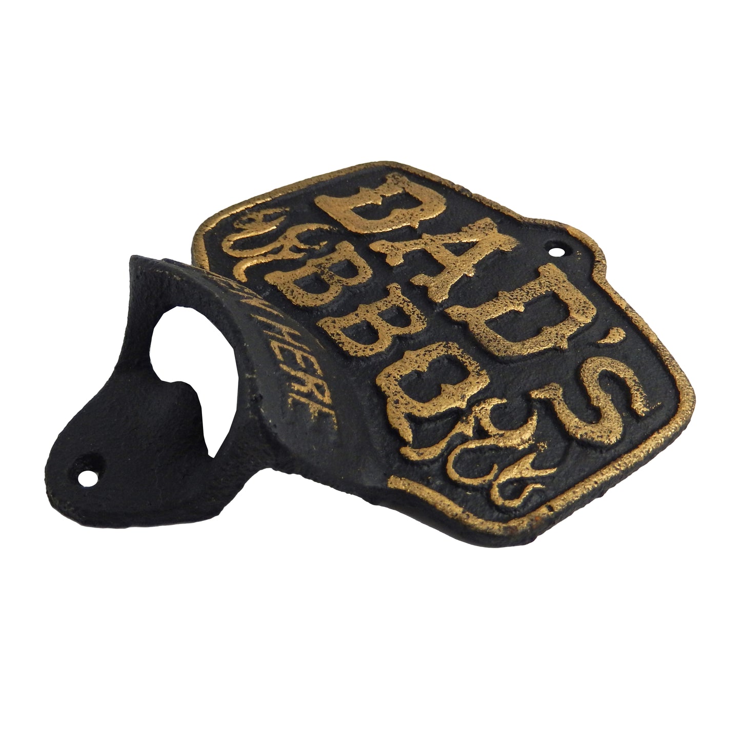 Cast Iron DAD'S BBQ Open Here Beer Soda Bottle Opener Wall Mounted Bar Decor