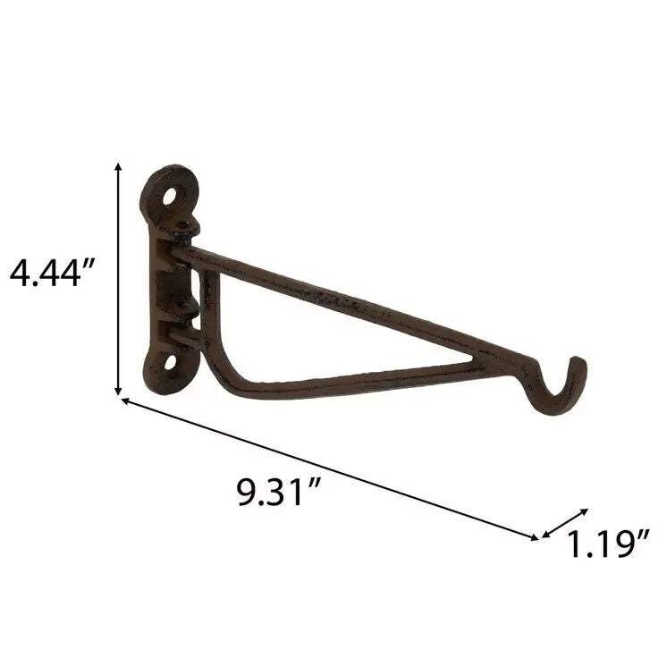 Rustic Cast Iron Swivel Wall Hook Flower Pot Basket Holder Wall Mounted 9 1/4 in