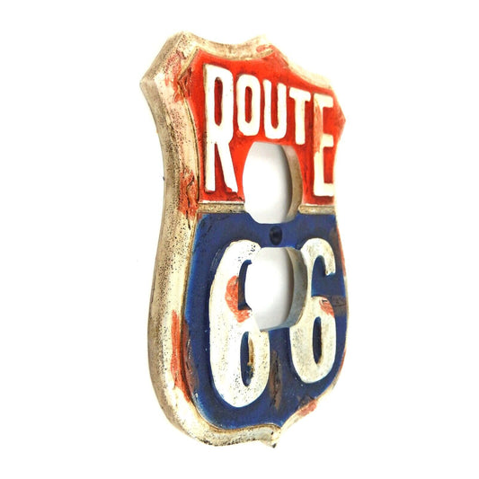 Rustic US Route 66 Duplex Outlet Plug Wall Plate Cover Red White Blue