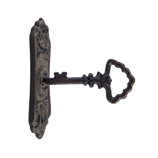 Skeleton Key in Lock Hook Coat Holder Hat Coat Hanger Cast Iron Vintage Style