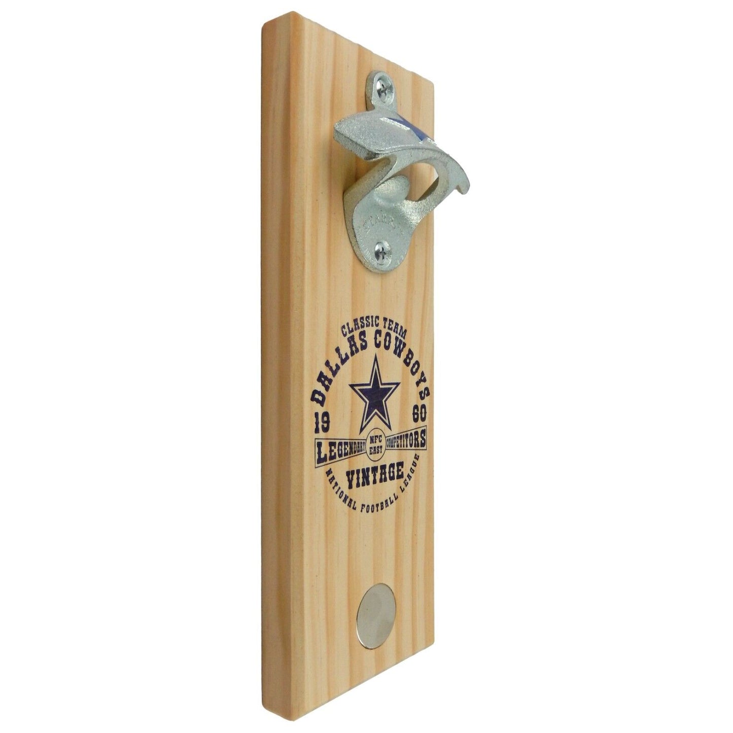 Custom Wooden Magnetic Dallas Cowboys Beer Soda Bottle Opener Wall Mounted 10 in