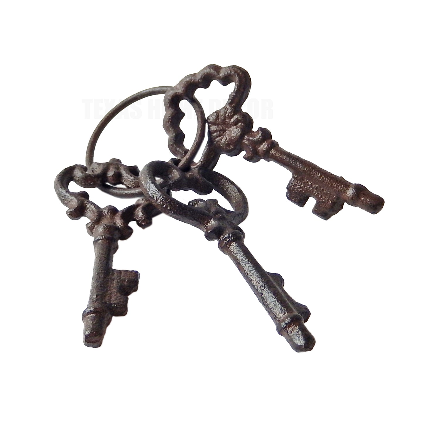 Cast Iron Skeleton Keys On A Ring Victorian Antique Style Rustic Brown