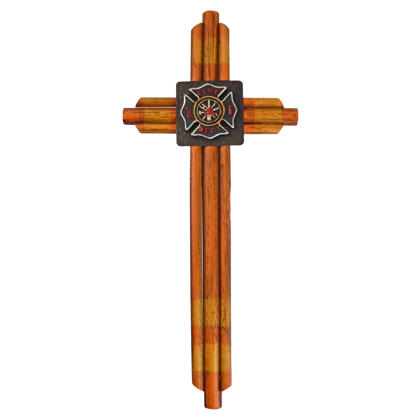 Fireman Hose Wooden Decorative Wall Cross Maltese Fire Department Emblem 18 inch