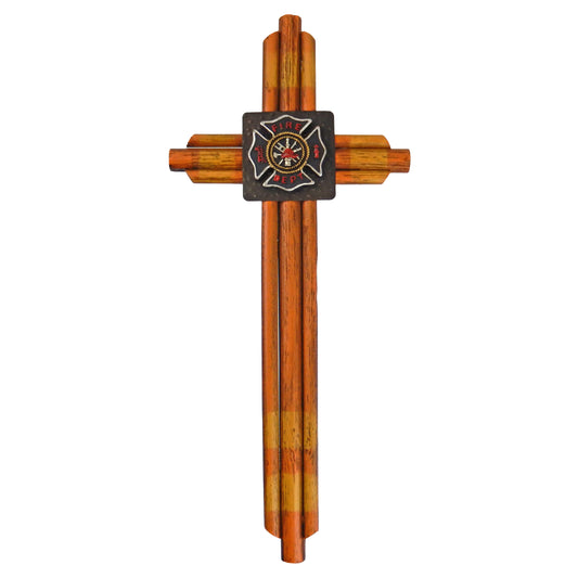 Fireman Hose Wooden Decorative Wall Cross Maltese Fire Department Emblem 18 inch