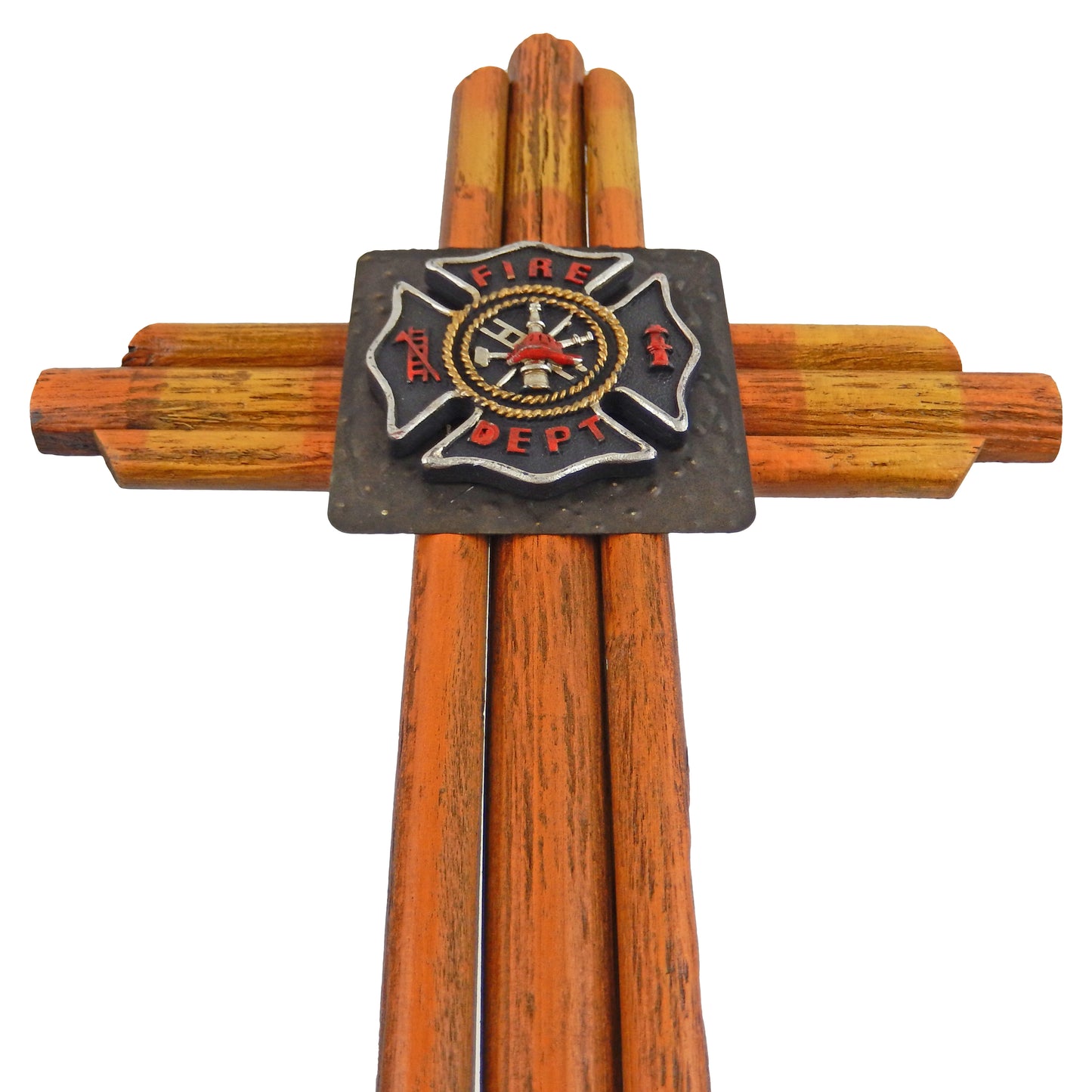 Fireman Hose Wooden Decorative Wall Cross Maltese Fire Department Emblem 18 inch