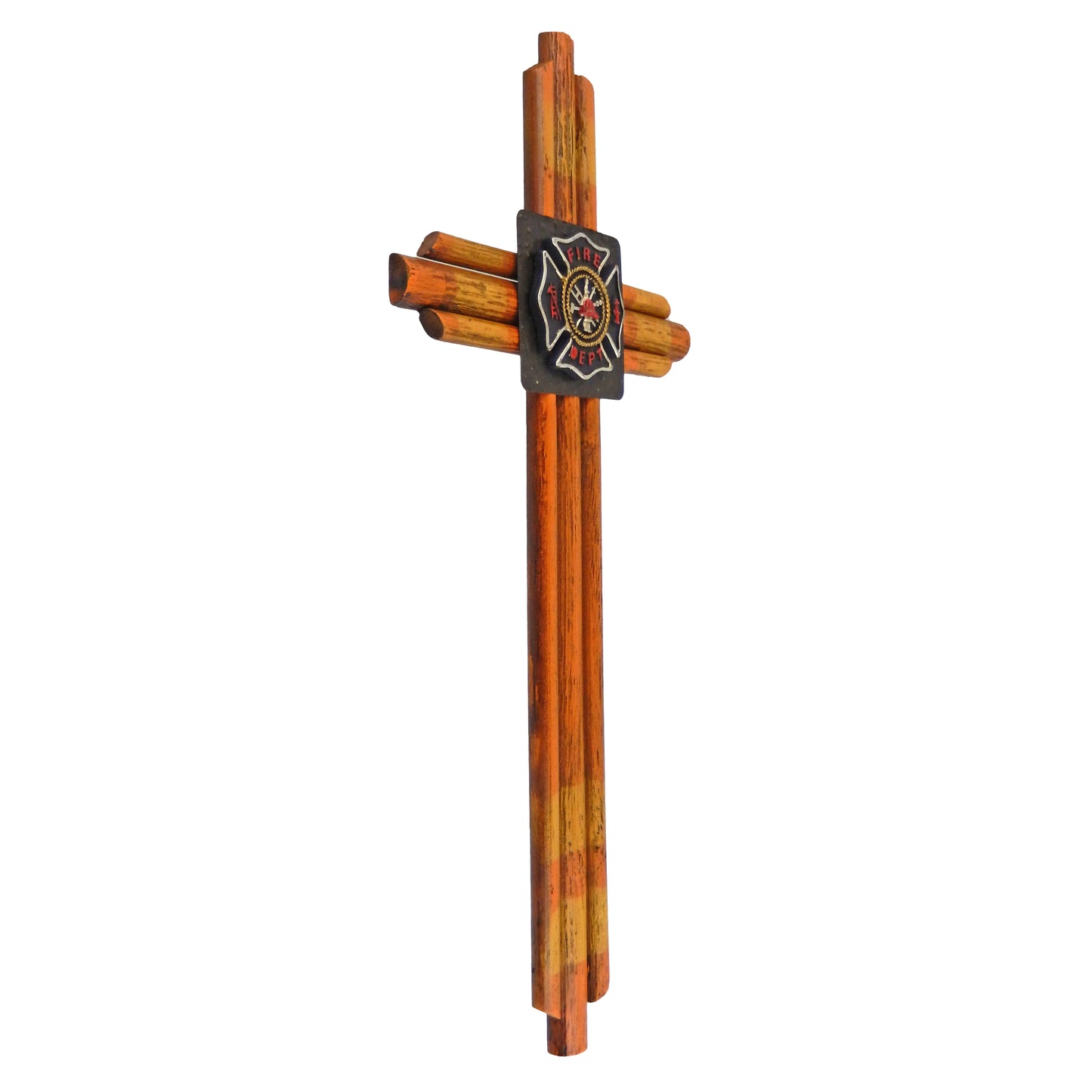 Fireman Hose Wooden Decorative Wall Cross Maltese Fire Department Emblem 18 inch
